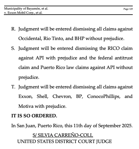 Judge Dismisses Puerto Rico Municipalities Climate RICO Lawsuit Against the Fossil Fuel Industry